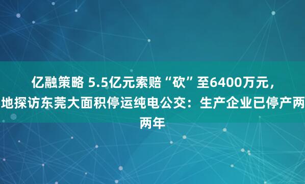 亿融策略 5.5亿元索赔“砍”至6400万元，实地探访东莞大面积停运纯电公交：生产企业已停产两年