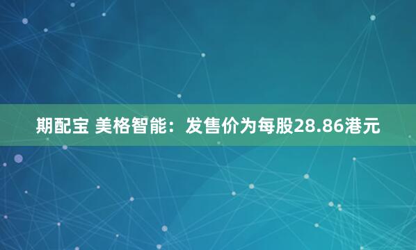 期配宝 美格智能：发售价为每股28.86港元