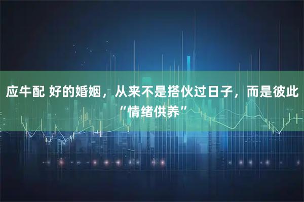 应牛配 好的婚姻，从来不是搭伙过日子，而是彼此“情绪供养”