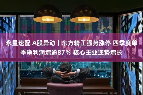 永星速配 A股异动丨东方精工强势涨停 四季度单季净利润增逾87％ 核心主业逆势增长