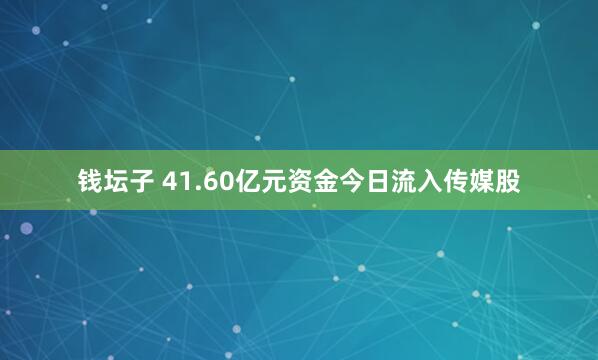 钱坛子 41.60亿元资金今日流入传媒股