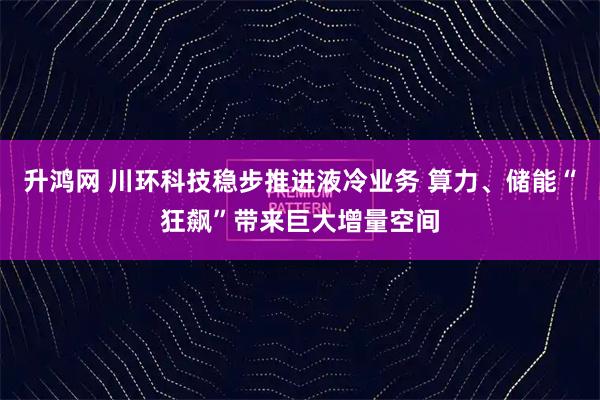 升鸿网 川环科技稳步推进液冷业务 算力、储能“狂飙”带来巨大增量空间