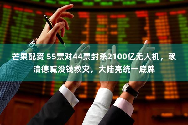 芒果配资 55票对44票封杀2100亿无人机，赖清德喊没钱救灾，大陆亮统一底牌