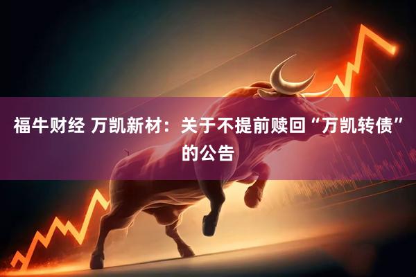 福牛财经 万凯新材：关于不提前赎回“万凯转债”的公告