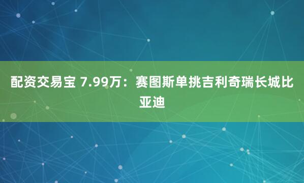 配资交易宝 7.99万：赛图斯单挑吉利奇瑞长城比亚迪